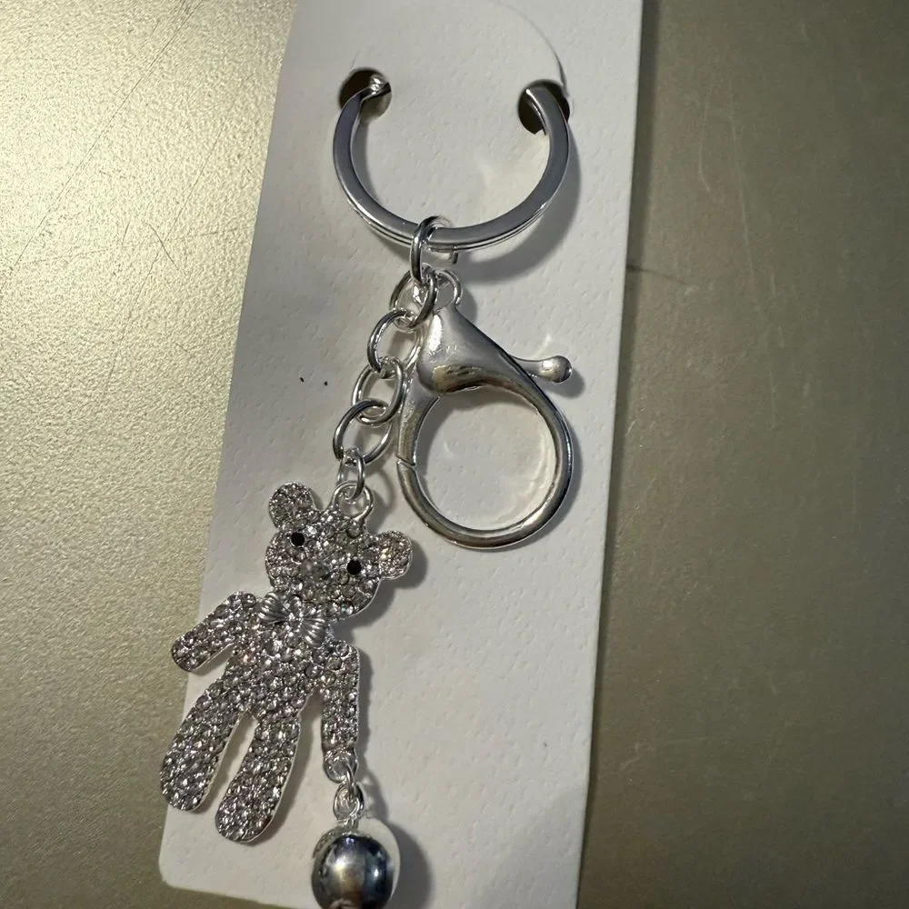 Isabella New York Silver Teddy Bear Keychain